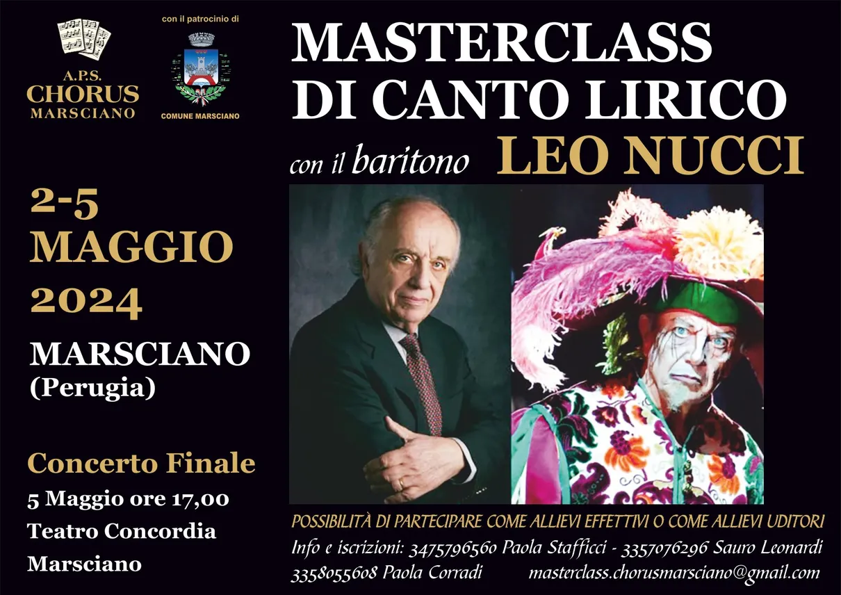 Masterclass di canto lirico con il baritono Leo Nucci